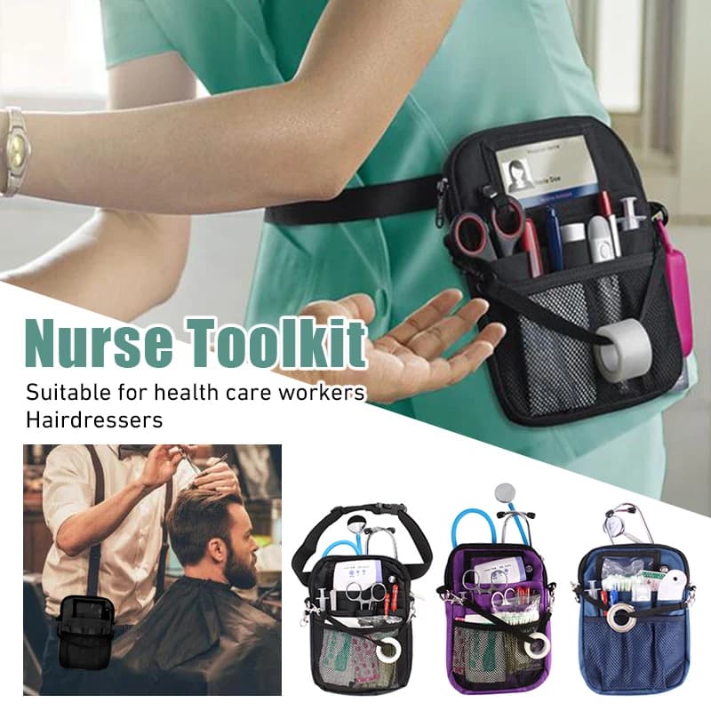 Kit da infermiera portatile Lavoratore sanitario Barbiere Marsupio Marsupio Tasca portafoglio con tracolla Borsa portaoggetti per attrezzi