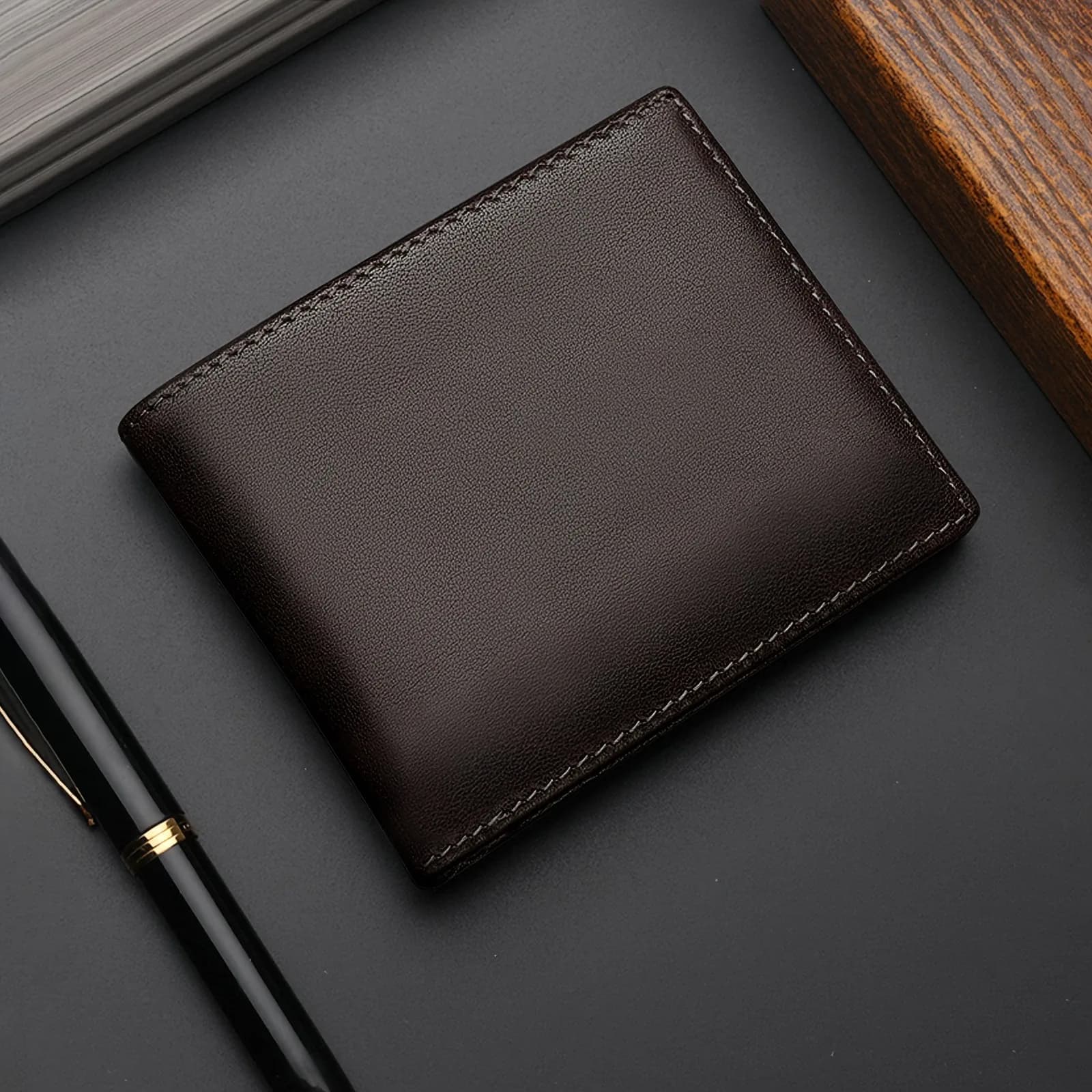 Portafoglio Executive Slim Tri-Fold Protezione NFC e rivestimento anti-mozzo Accessorio aziendale approvato BCA