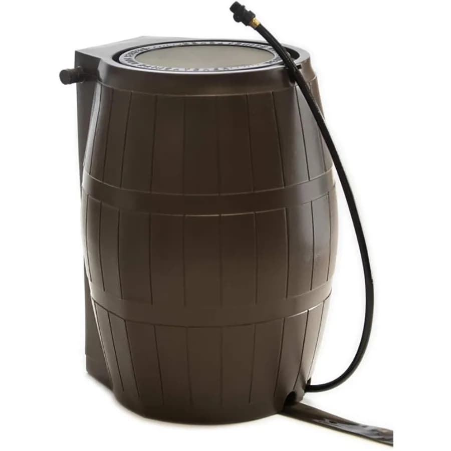FCMP Raincatcher da esterno 4000, contenitore per acqua piovana con schienale piatto con rubinetti laterali, schermo in rete, tubo da giardino e troppopieno e kit di collegamento