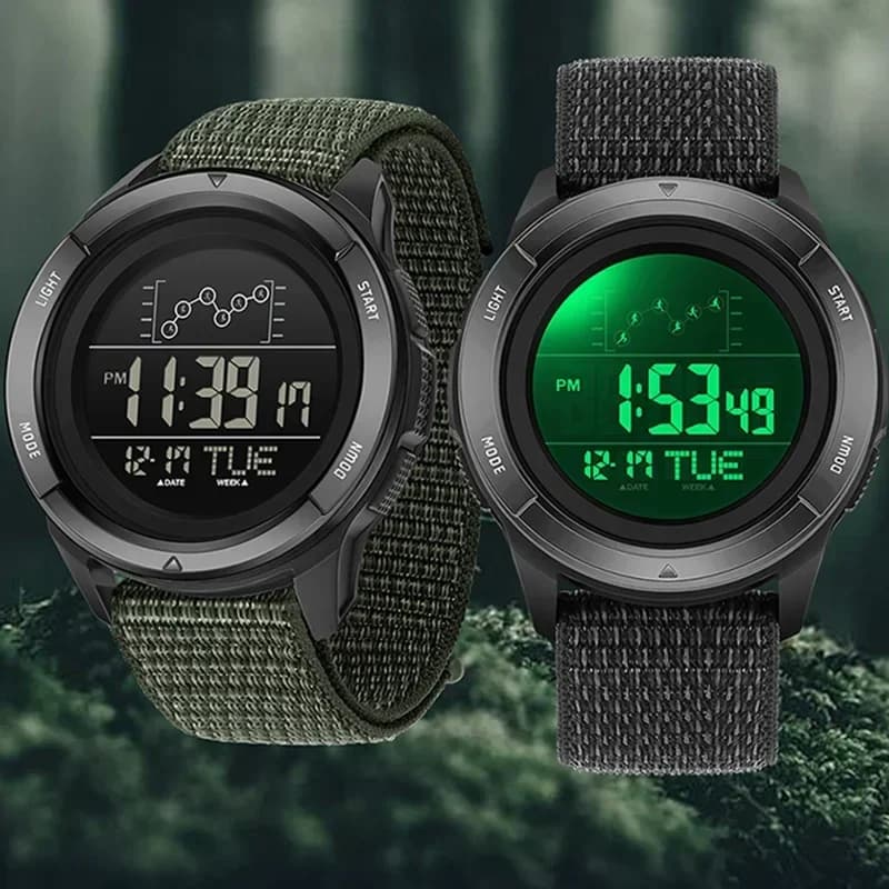 SANDA 2198 Orologio sportivo digitale a LED da uomo, cinturino in nylon, allarme multifunzione e conto alla rovescia, orologio da polso impermeabile