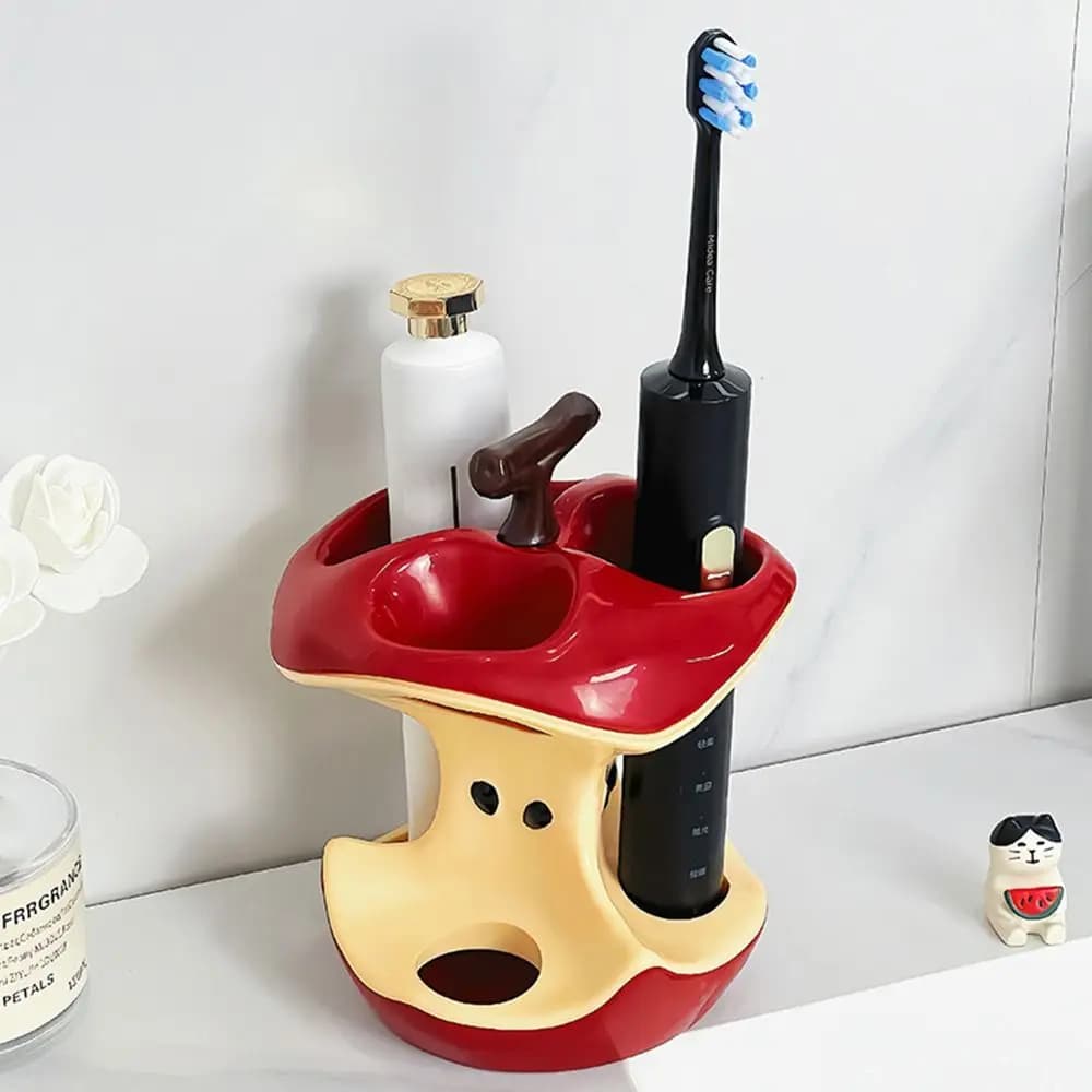 Apple Plastic 3 Hole Electric Brush Holder, Easy to Use Brush Holder