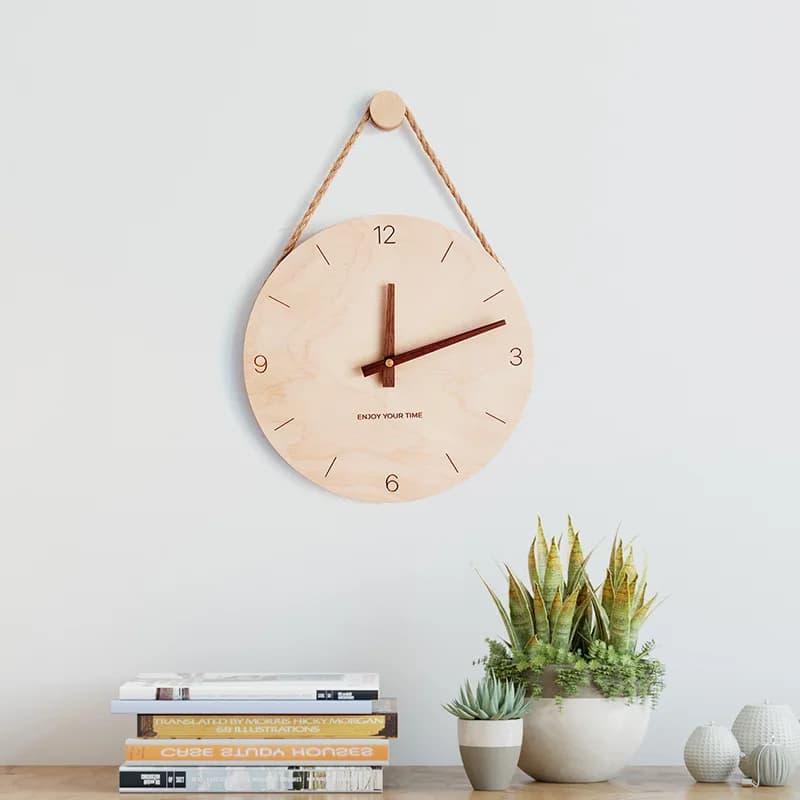Wooden Sling Creative Wall Clock Nordic Japanese Hot-selling Home Living Room Clock Decoration Wall