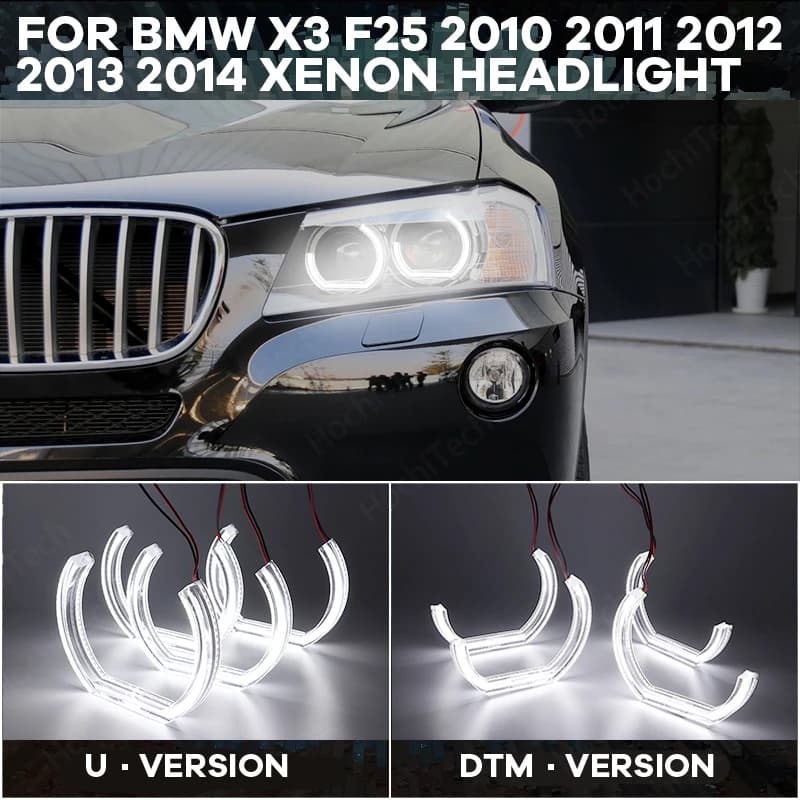 Per BMW X3 F25 2010 2011 2012 2013 2014 xenon faro anello taglio stile LED Angel Eye kit DTM Style DRL Crystal Angel eyes