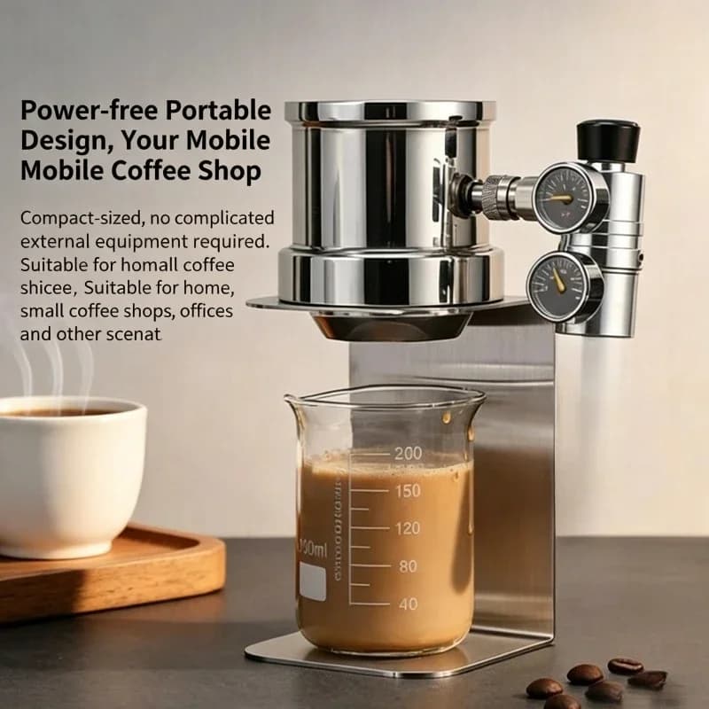 Mini Portable Espresso Coffee Maker Pneumatic Air Pressure Integrated Machine Gas Pressurized Concentrated Coffee Brewer