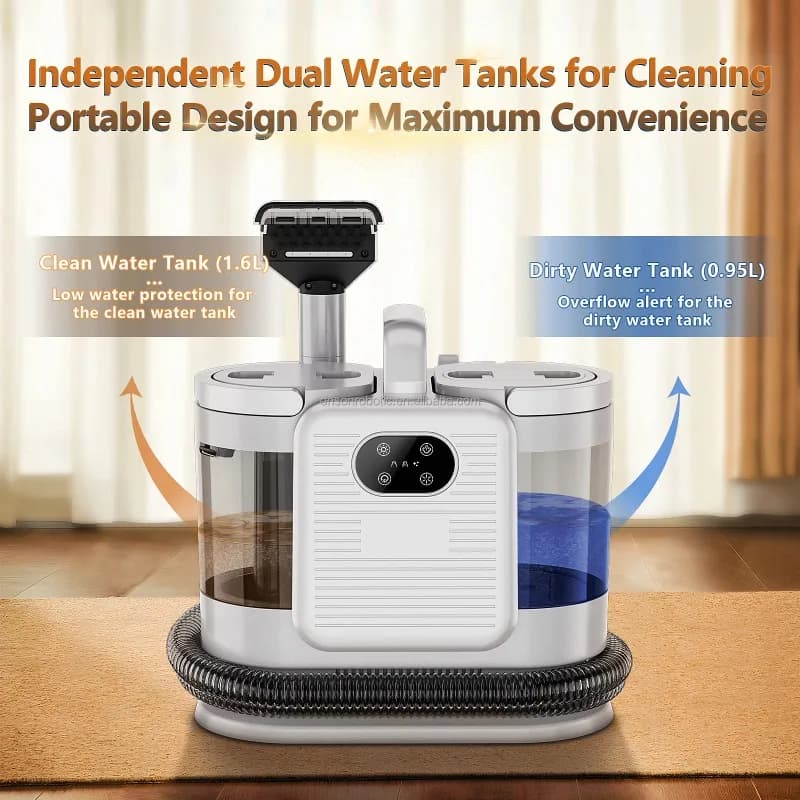 Steam vacuum cleaner for double-use carpets (dryer/bag) 15kPa 1650W, with integrated spray and suction function, portable carpet cleaner