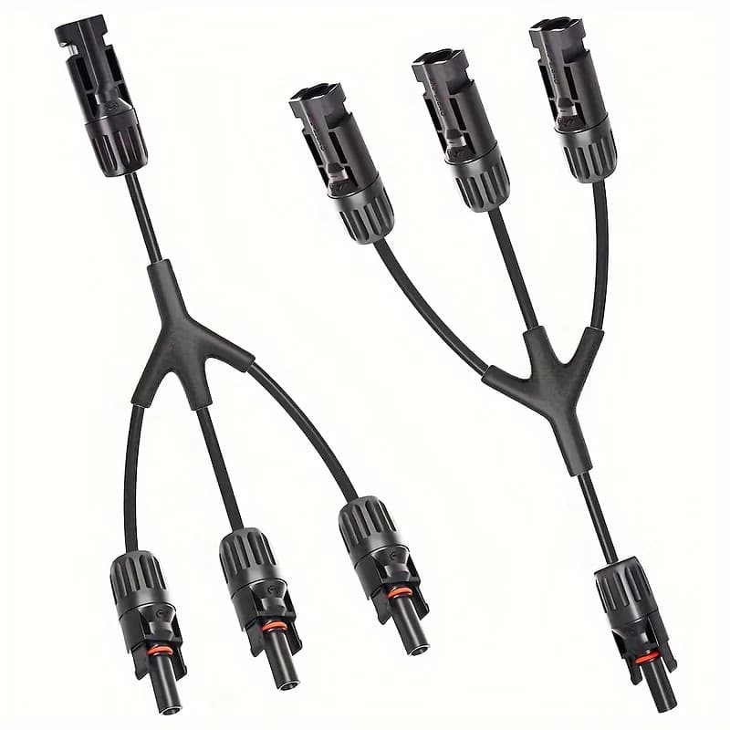 1 Paio, Cavo Parallelo a Y per Pannelli Solari 12AWG, Connettore Solare Parallelo da 1 a 3, Kit Connettori Paralleli per Impianti Solari