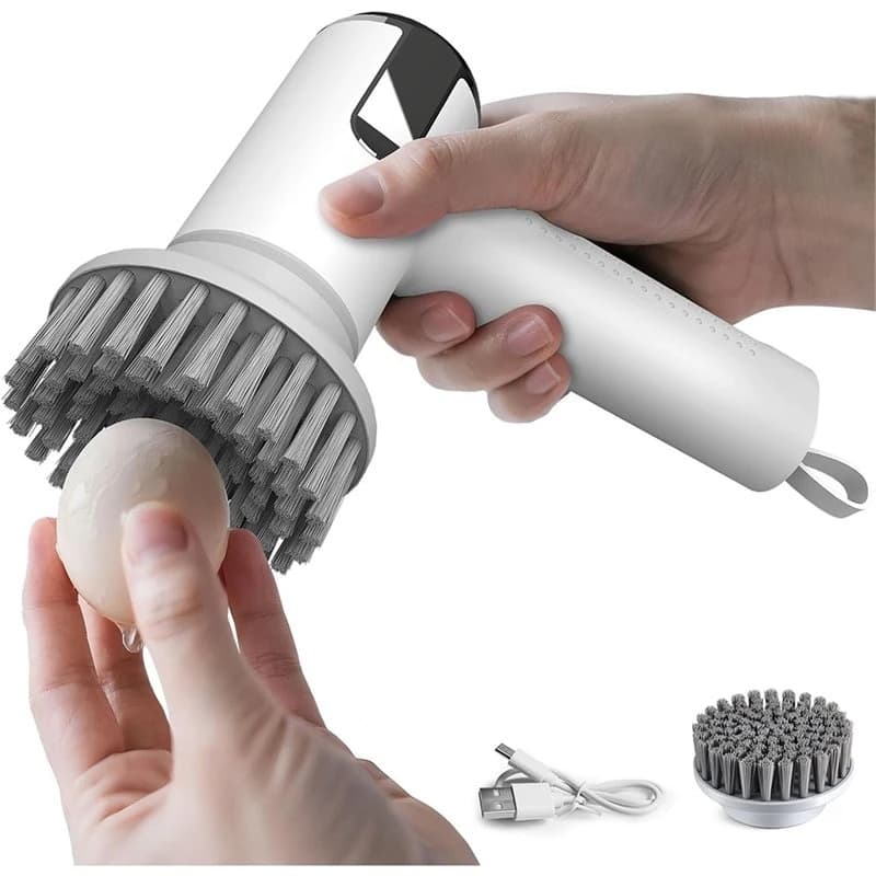 N09R-Egg Cleaner Brush-Electric Egg Washer With Battery Level Display, 2 Speed Settings& Vegetable Cleaning Function For Fresh
