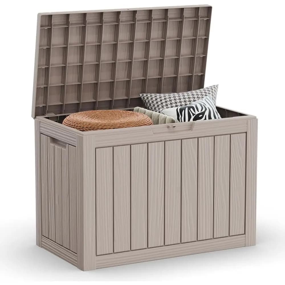 Contenitore da Esterno con Chiusura di Sicurezza da 45 Galloni per Attrezzi da Patio, Giardino e Piscina in Grigio