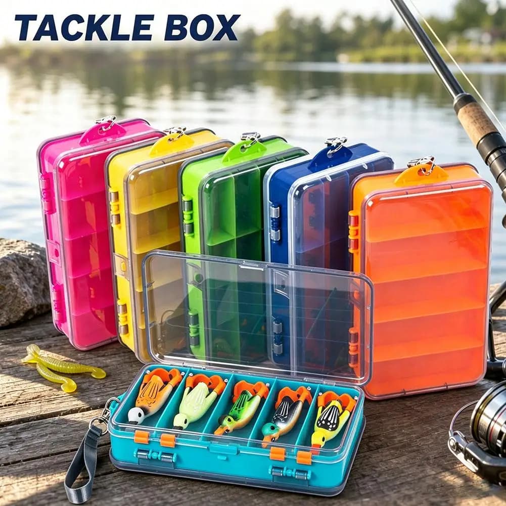 Double Sided Fishing Tackle Box 13 Compartments Fishing Box Portable Clear Bait Storage Case Outdoor Fishing Tool Box for Hooks