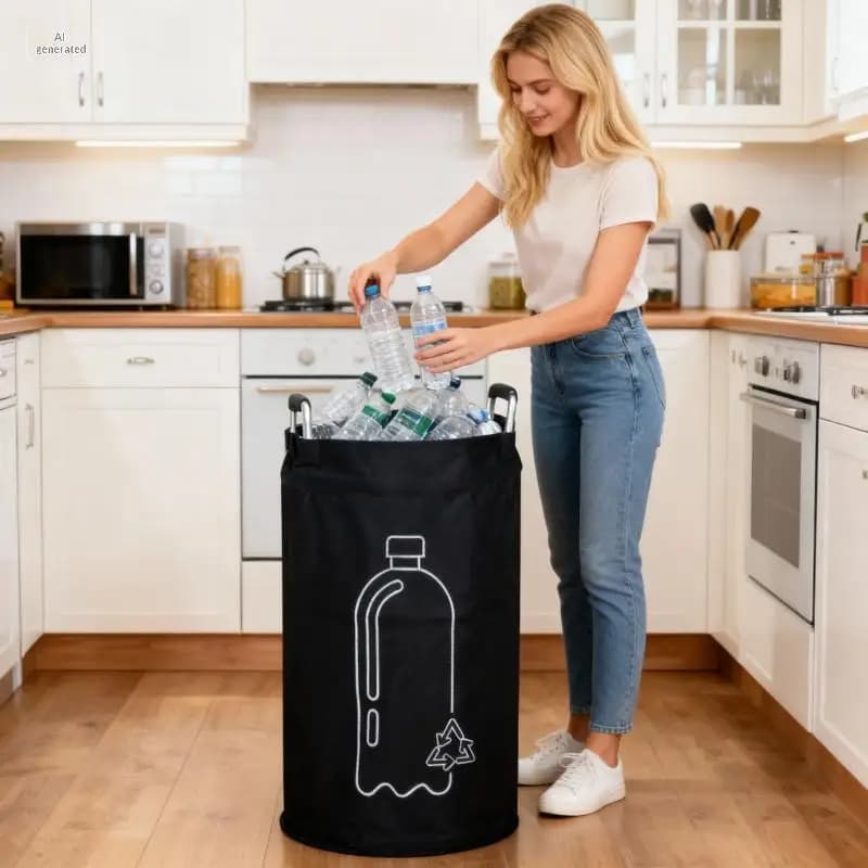 82L Empty Bottle Storage Basket Folding With Aluminum Handle Wastewater Collector Bag Large Capacity Recycling Bin
