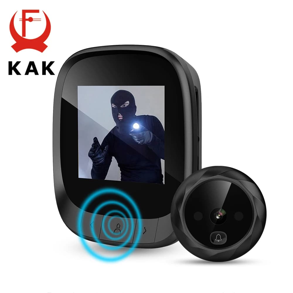 KAK 2.4" LCD Screen Electronic Door Viewer Bell IR Night Door Peephole Camera Photo Recording Digital Door Camera Smart Viewer