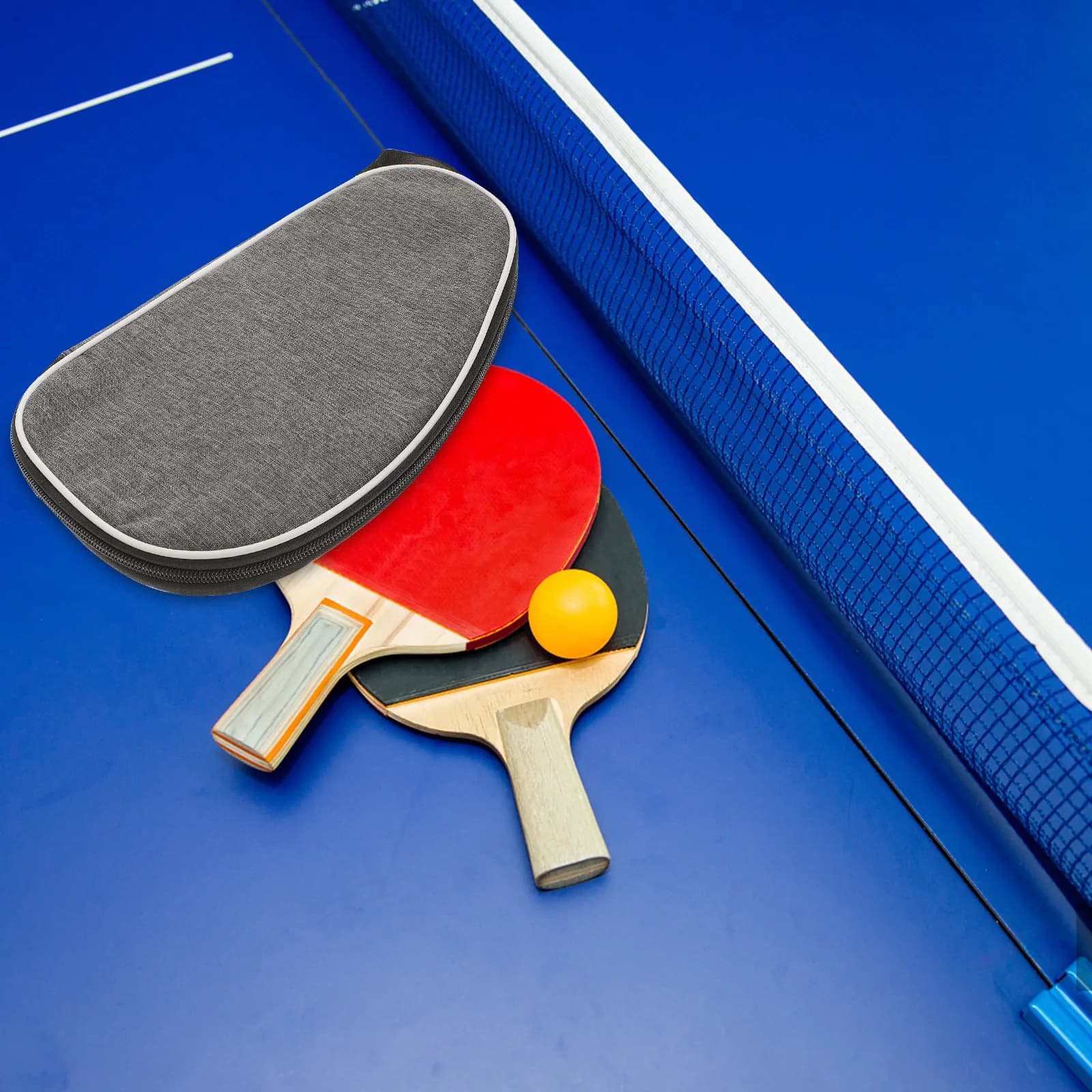 Borsa Portatile per Racchette da Ping Pong, Grigia a Forma di Conchiglia, Versione Migliorata, Contiene Tre Palline, Custodia Protettiva Imbottita per Giocatori