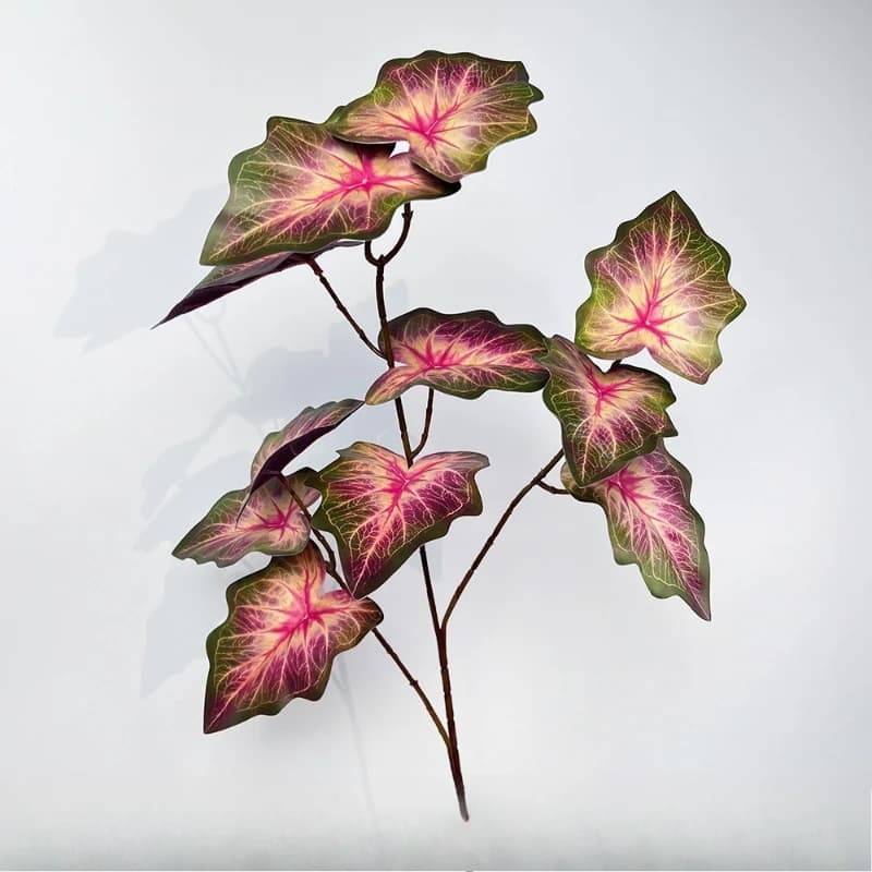 10pcs Simulation Plants Plastic Horseshoes Leaves Balcony Decoration Artificial 3-forks Horseshoe Leaf Branch Green Plant