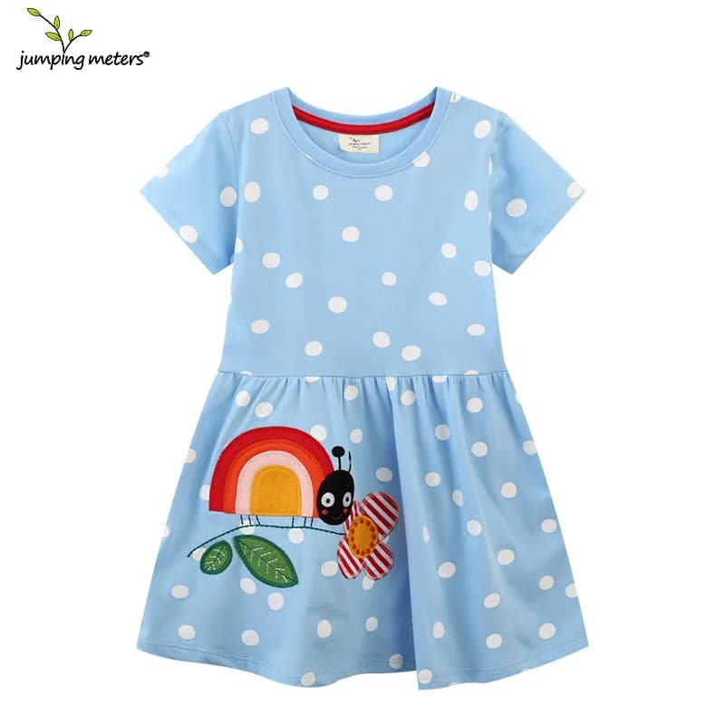 Jumping Meters New Arrival Children's Party Girls Dresses Short Sleeve Princess Birthday Animals Applique Baby Frocks Costume