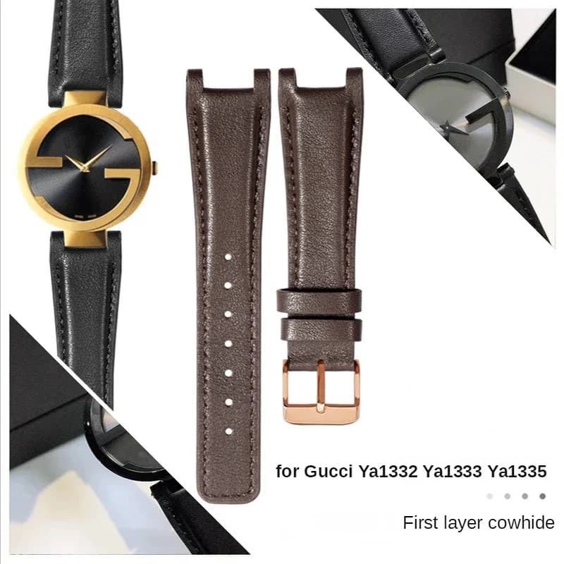 Watch Band Genuine Leather Men Women for Gucci Watch Bracelet Ya1332 1333 1335 Gucci GC Notch Cow Leather Watch Strap
