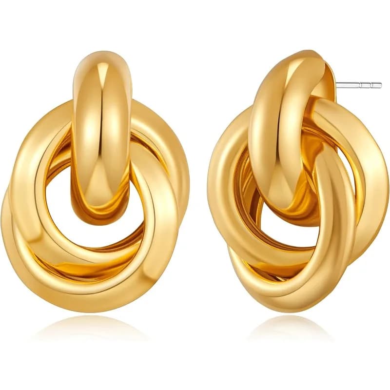 Orecchini Pendenti Geometrici in Oro per Donne, Orecchini Pendenti Lunghi, Gioielli Regalo
