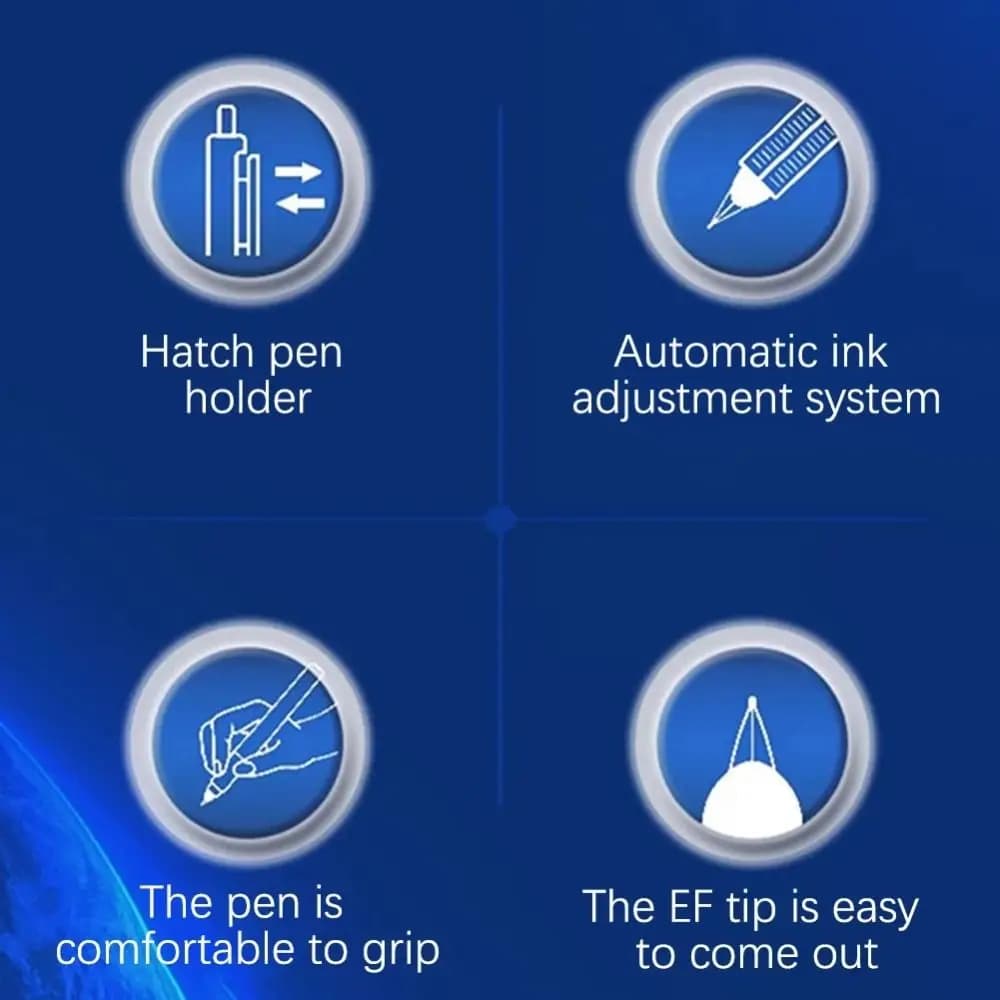Retractable Fountain Pen Press Type Fine Nib Erasable Pen With Refillable Ink Calligraphy Wriiting Pen School Office