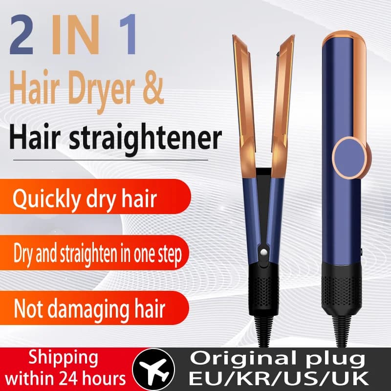 Professional hair plate 2 IN 1 and hair dryer Heat-Up Iron Hair Plate negative ion iron Long lasting styling tool