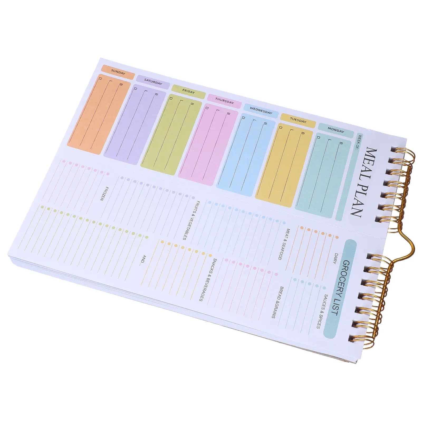 Agenda Settimanale Pastello A5 Senza Data per la Pianificazione dei Pasti, con Spirale, Lista Spesa Magnetica e Fogli Staccabili, Organizer per la Casa