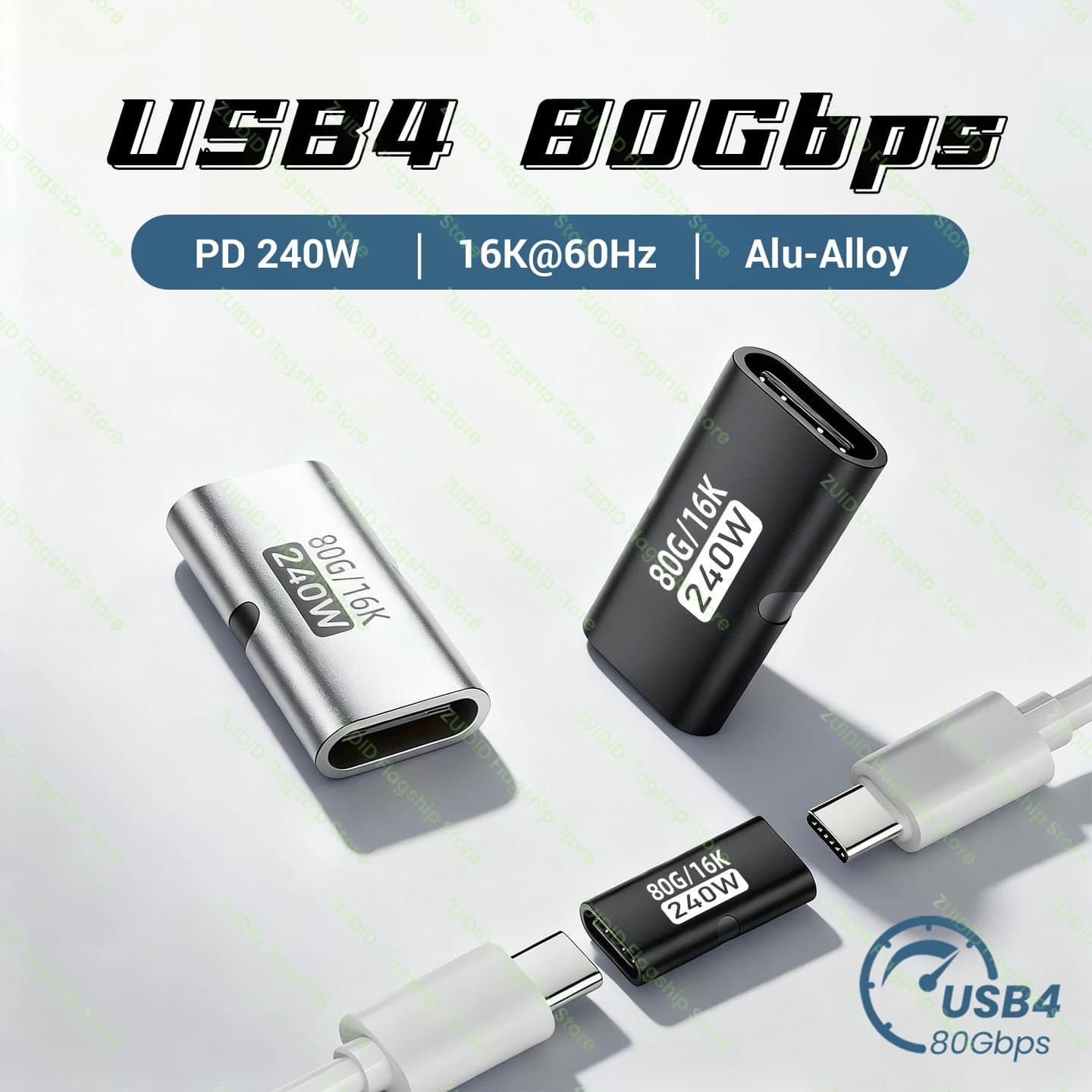 Adattatore extender USB4 da 80 Gbps USB C femmina a femmina 16K a 60 Hz PD240W Convertitore di tipo C a ricarica rapida per Samsung MacBook iPad Pro