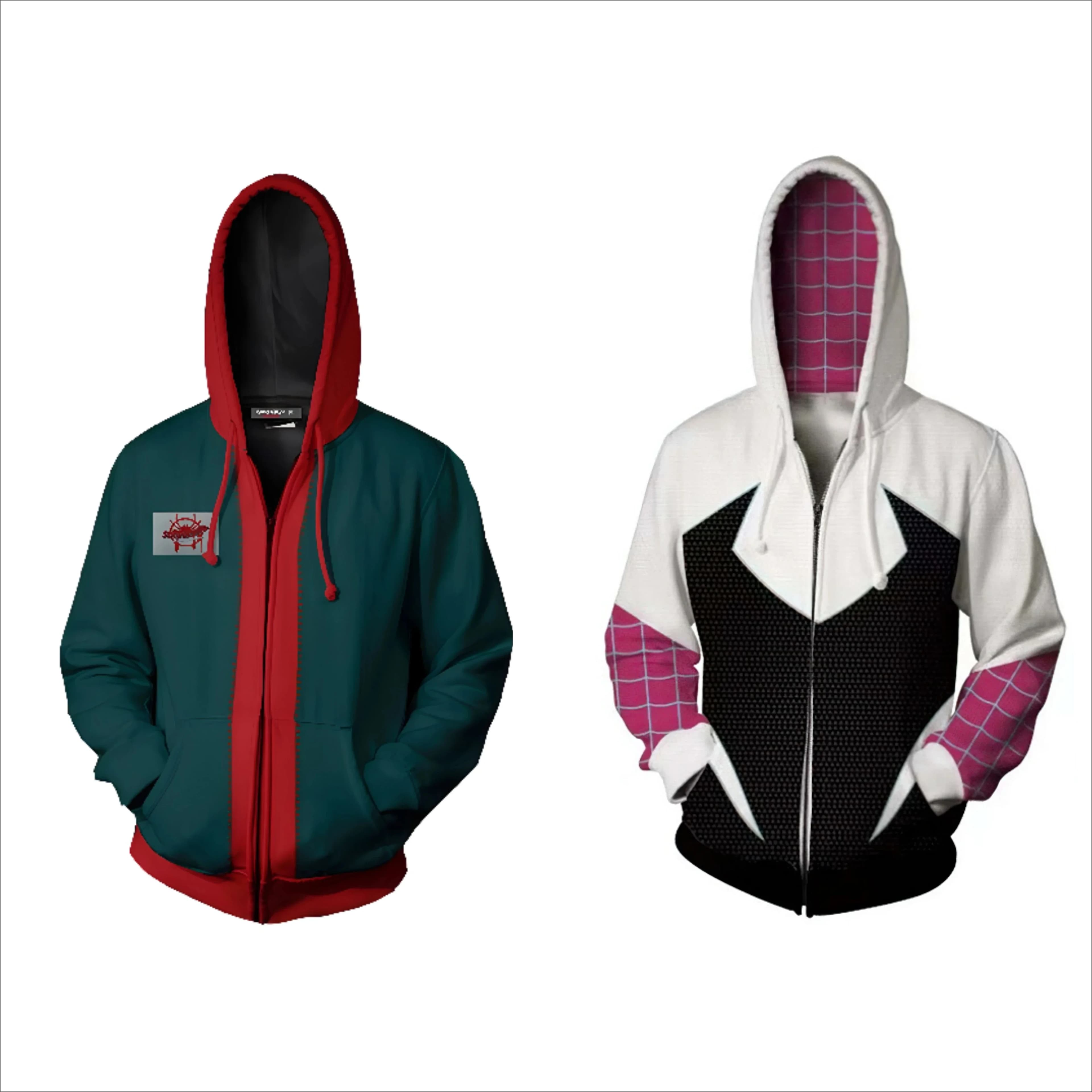 Giacca cosplay universo parallelo di Halloween Super Spider Hero Miles Morales The Amazing Zipper Felpe con cappuccio Felpe 3D Cappotto