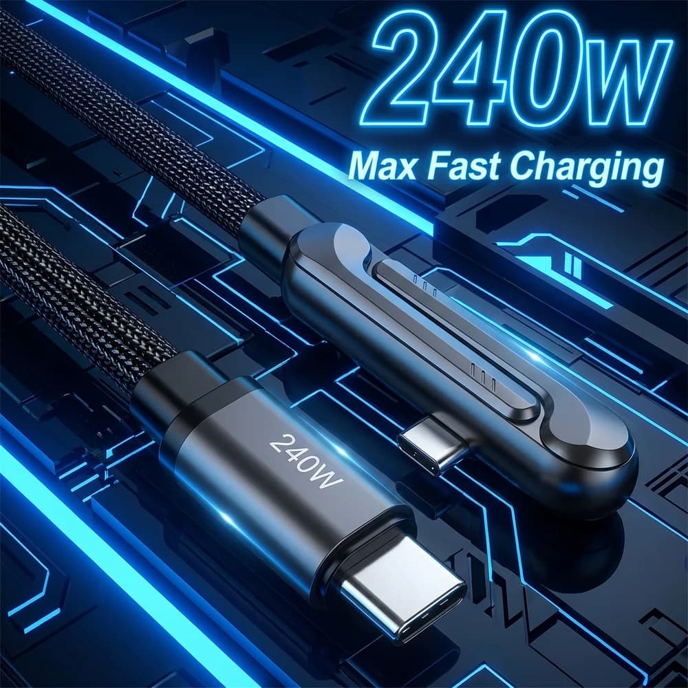 Cavo Type-C 2-IN-1 Pieghevole con Supporto per Telefono, Ricarica Rapida 240W, Cavo Dati Multifunzione con Doppia Porta PD