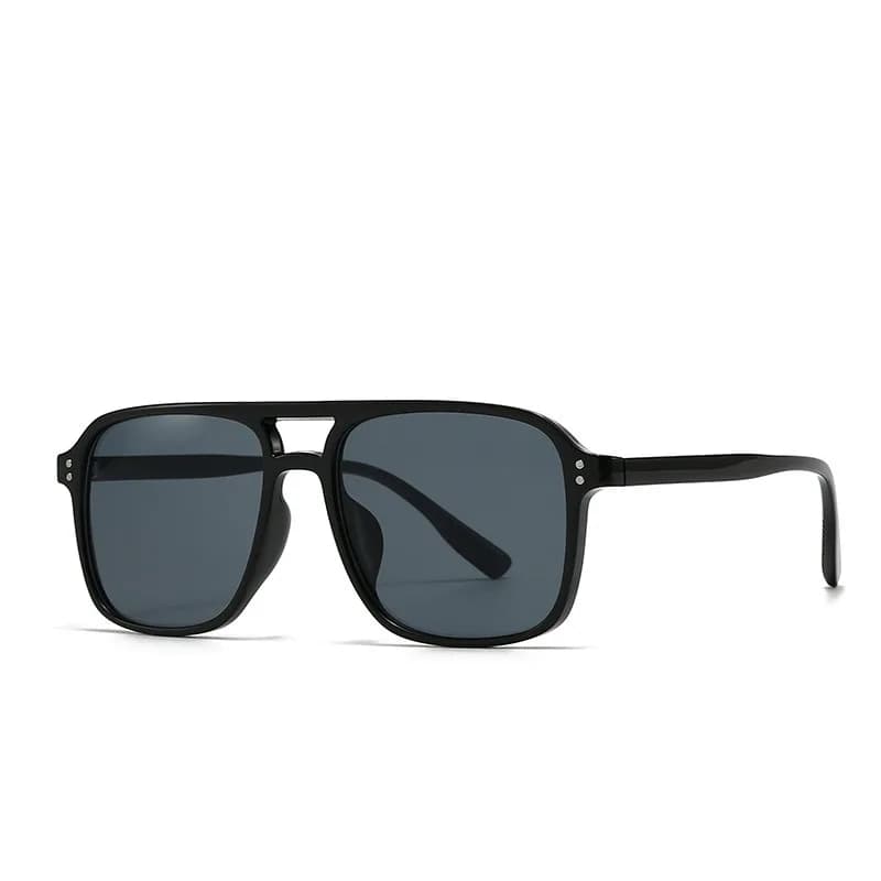 Men Double Bridge Square Pilot Sunglasses Retro Rivet Decor UV400 Protection Driving Sun Glasses Fashion Travel Shades For Men