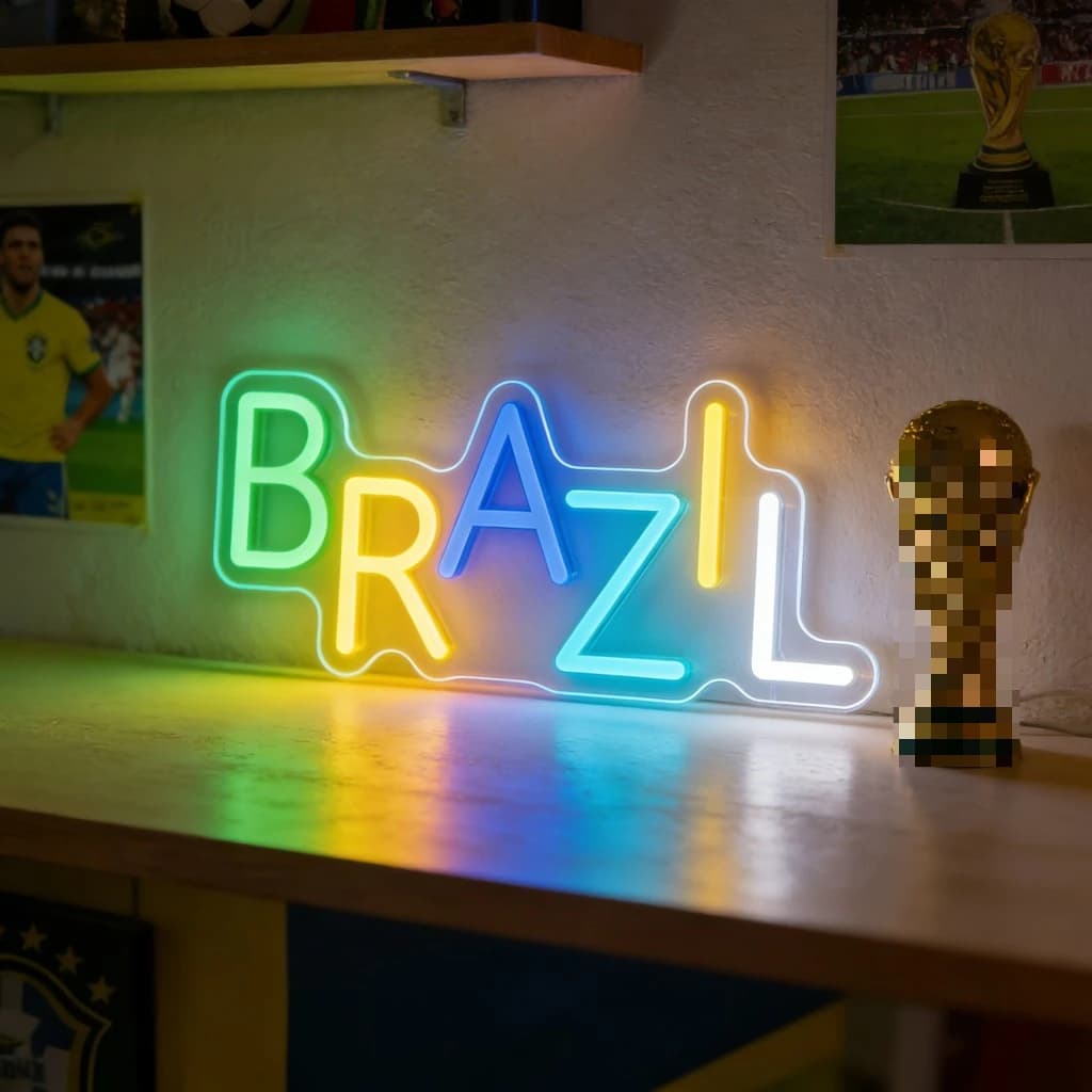 Insegna al Neon LED BRASILE, Luce al Neon USB Dimmerabile per Sala Giochi, Camera da Letto, Bar, Soggiorno, Regalo di Compleanno, Decorazione Murale