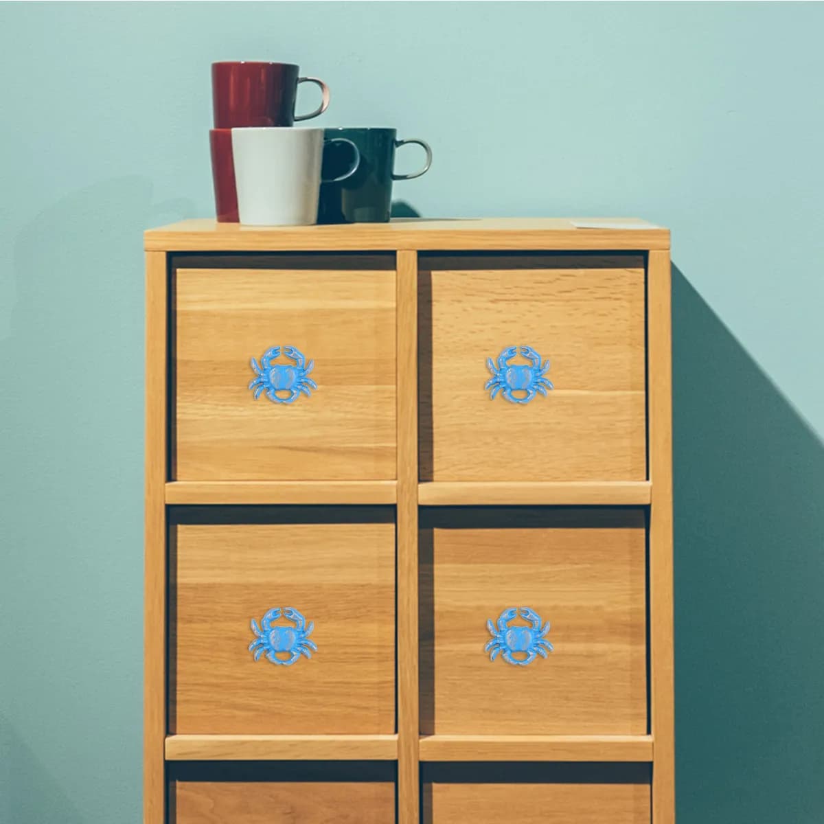 Maniglia per Cassetto a Forma di Granchio Blu, Stile Oceano, in Ghisa, Pomello per Armadio, Maniglia Singola Semplice per Camera da Letto, Cucina, Credenza, Moderna
