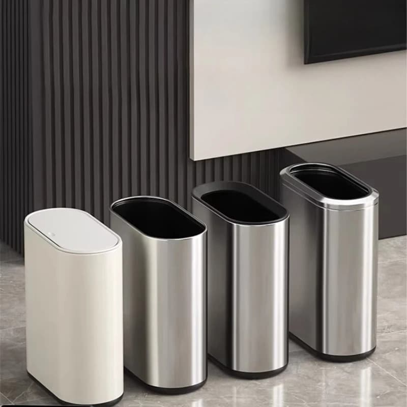 Cestino per Rifiuti Minimalista Rettangolare, Bidone Stretto e Sottile per Bagno e Soggiorno, Contenitore per Spazzatura per Piccoli Spazi