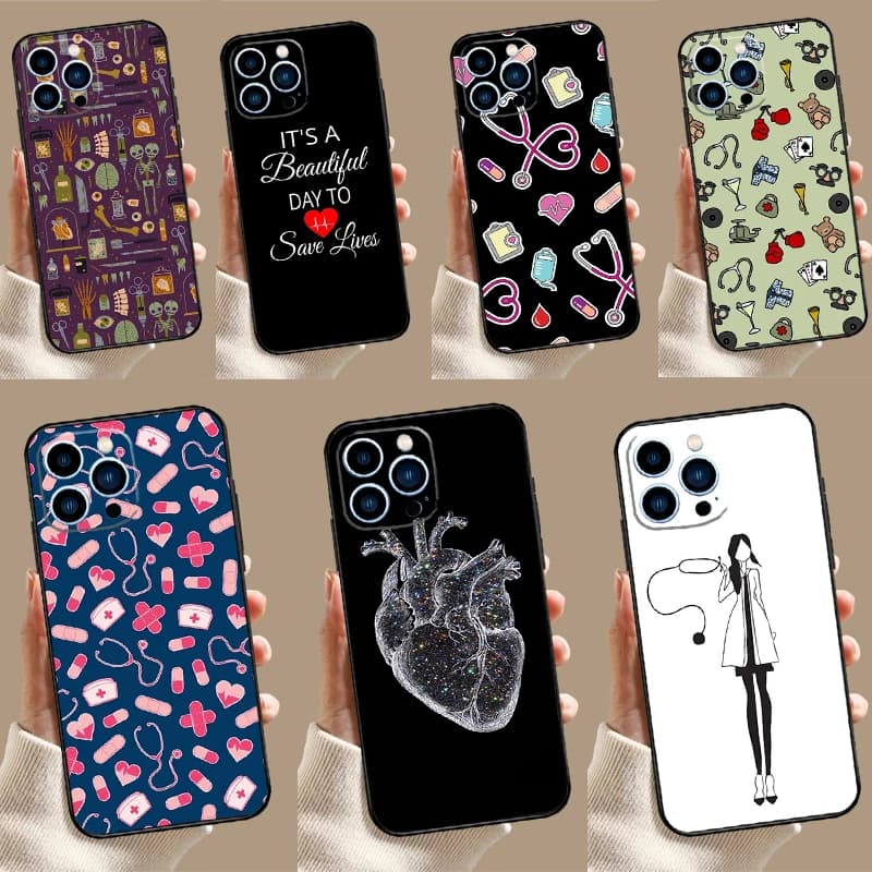 Custodia Protettiva Medica per iPhone 17 Pro Max, 16, 15, 14, 13, 11, 12 Pro Max, Plus, 12, 13 Mini, 16e, 17 Air - Cover Posteriore