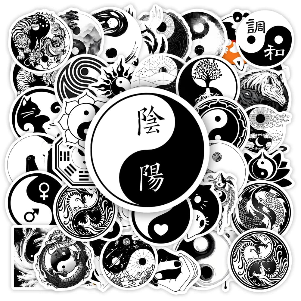 Adesivi cinesi Yin Yang Equilibrio Yoga Giocattolo per bambini fai da te Decalcomania regalo per telefoni Laptop Bottiglie Bagagli Graffiti decorativi Impermeabili