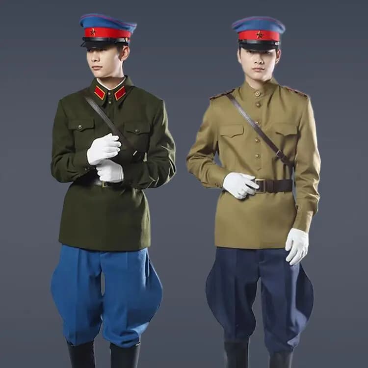 Pantaloni larghi con risvolto da uomo Uniforme Gioco teatrale Film TV Costume politico sovietico Leissar eseguono abiti di lana Cappello Giacca Pantaloni