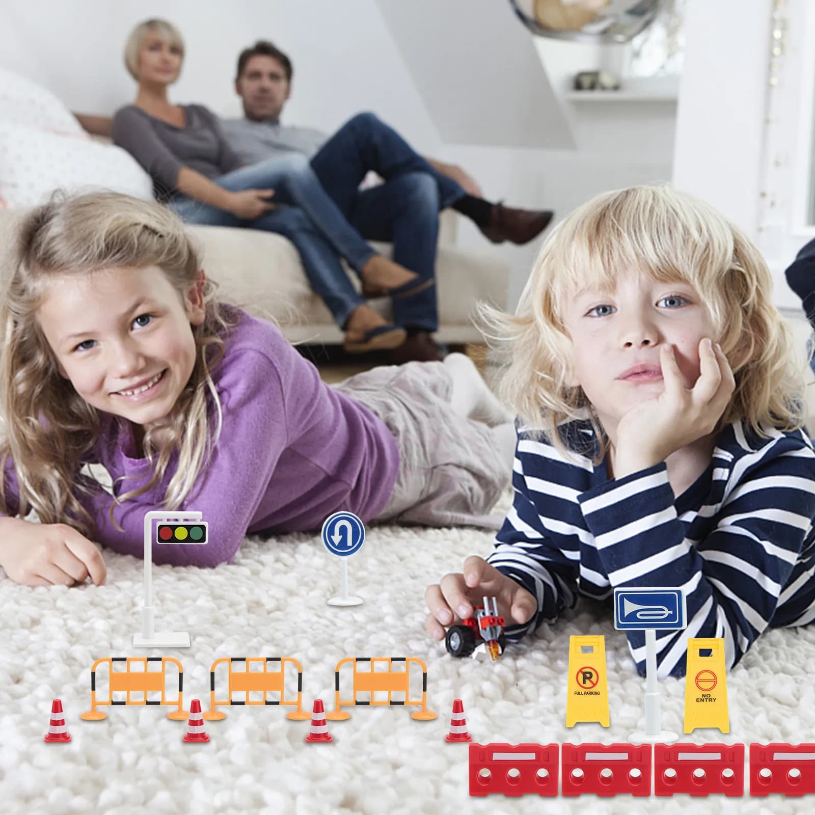 Set di Segnali Stradali Simulati per Bambini, Gioco Educativo Cognitivo per l'Apprendimento della Sicurezza Stradale