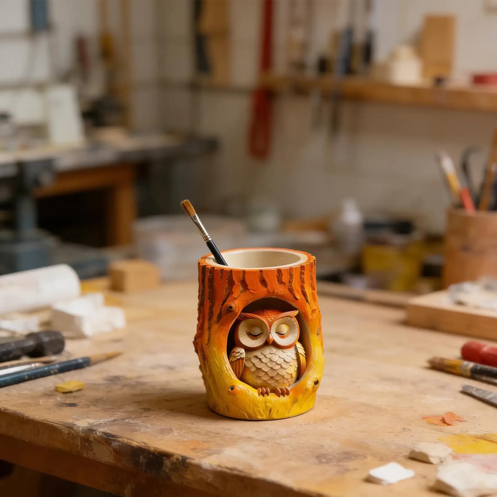 Epoxy Resin Molds Tree Stump Owl Non Stick Small Pot Mold Resin Supplies For Flower Pot Candle Holder Storage Organizer Home