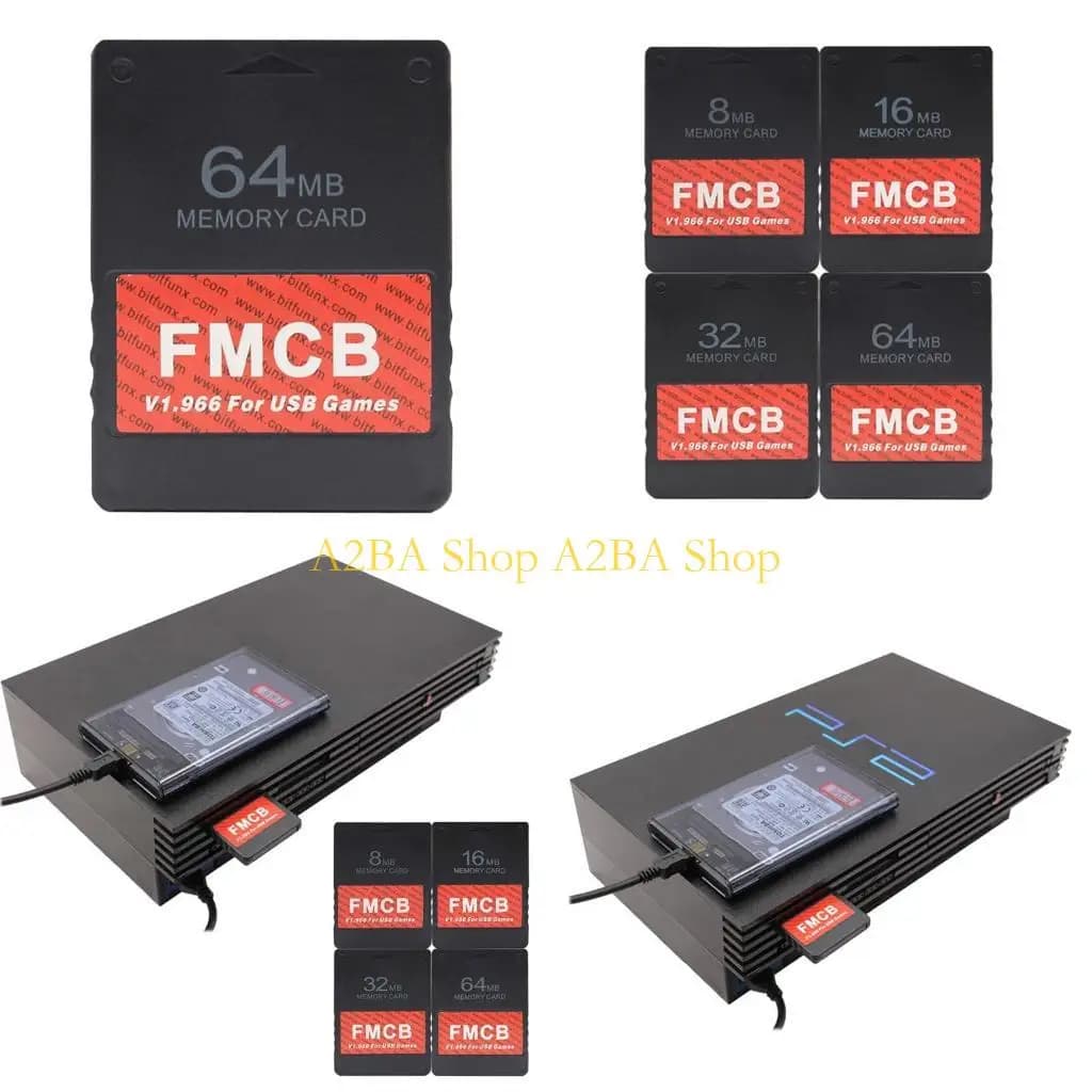 A2BA FMCB Schede gioco gratuite V1.966 per plug PS1 per scheda memoria da gioco 8 16MB 32MB