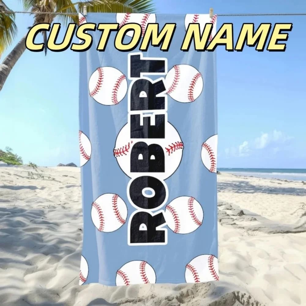Custom Beach Towels with Team Games Name, Custom Sports Towels for Team Gifts, Fast Drying Bath Towels for Baseball and Basketball
