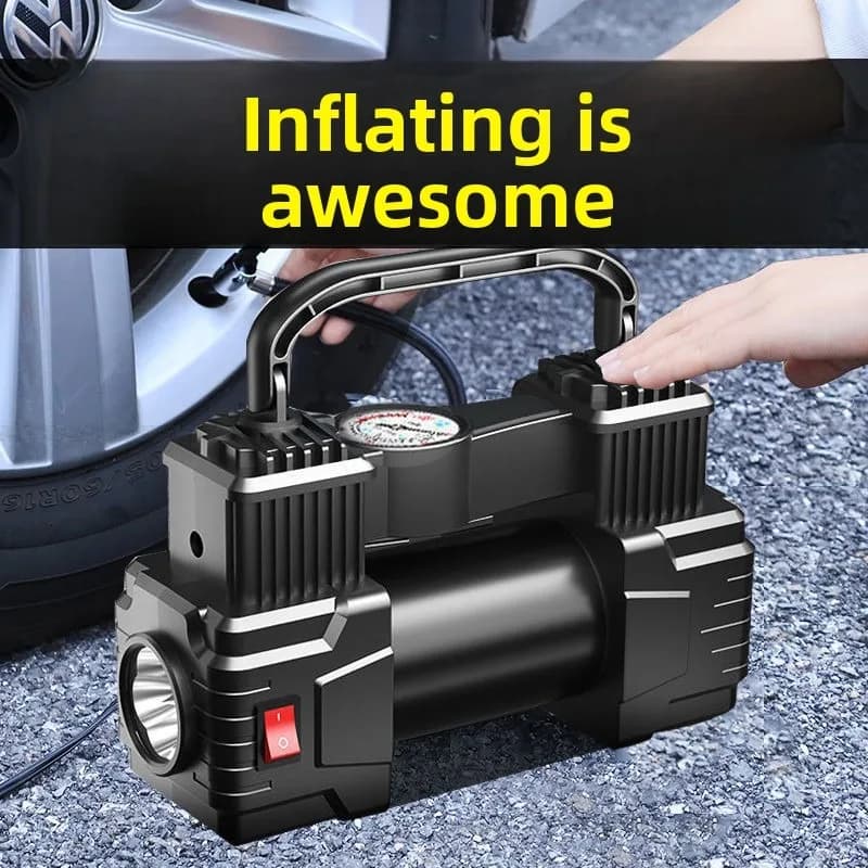 Pompa Elettrica con Manometro per Gonfiaggio Pneumatici Auto 12V 150PSI Mini Compressore d'Aria Monocilindrico Gonfiatore Pneumatici Resistente