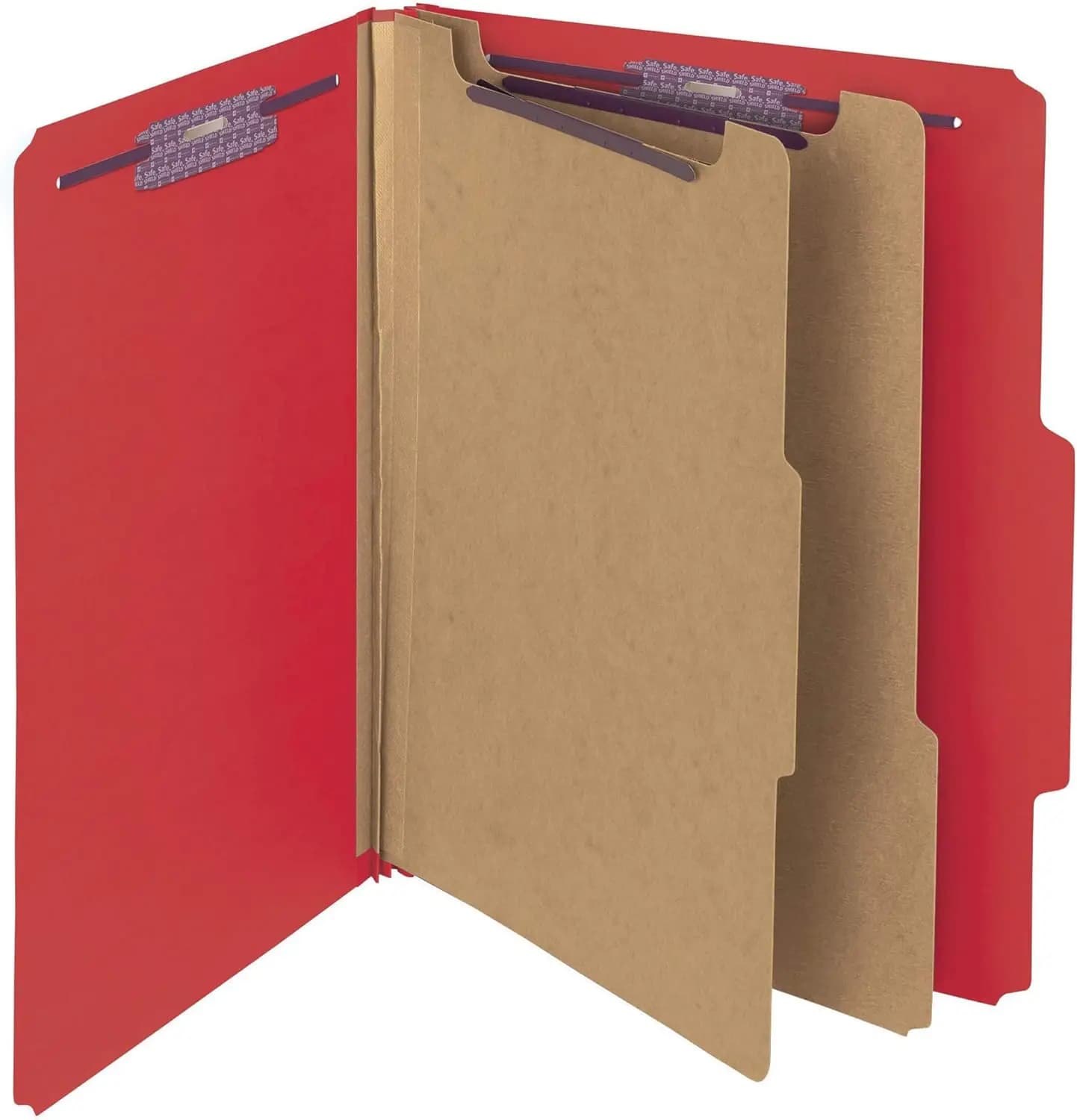 Cartella Portadocumenti Formato Letter con Chiusure SafeSHIELD, 2 Divisori, Espansione di 2 Pollici, Rosso Brillante, Confezione da 10