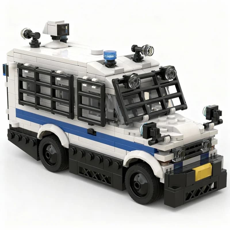Set di Costruzioni MOC da 386 Pezzi, Modello di Camion Blindato della Polizia, Gioco Educativo Creativo per Regali di Natale