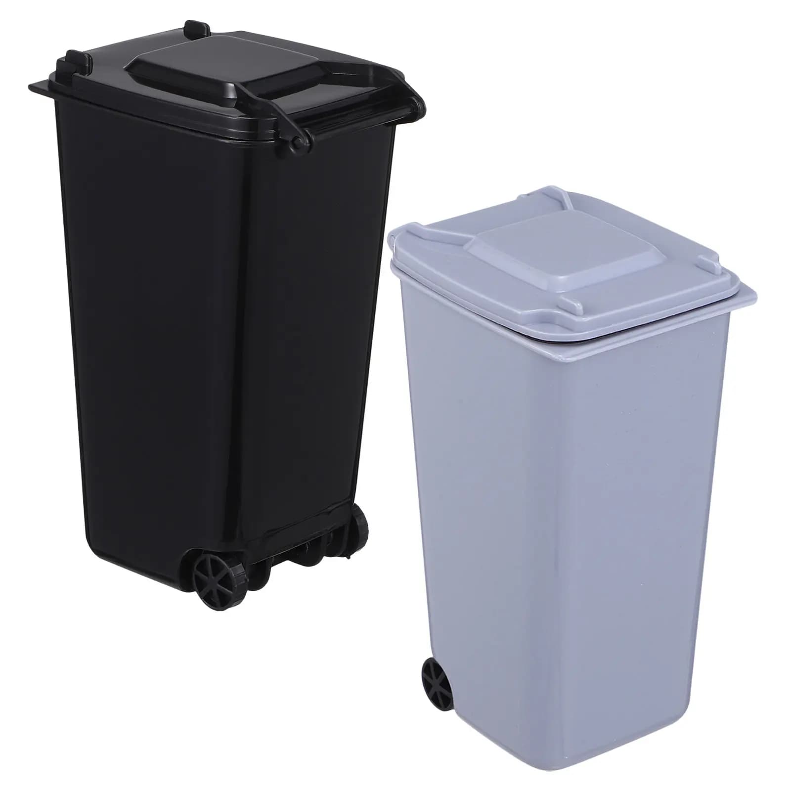 Mini cestino per rifiuti in plastica da 2 pezzi, cestino per rifiuti da scrivania con coperchio, piccolo contenitore per rifiuti compatto e portatile per scrivania, piano di lavoro, tavolo, ufficio