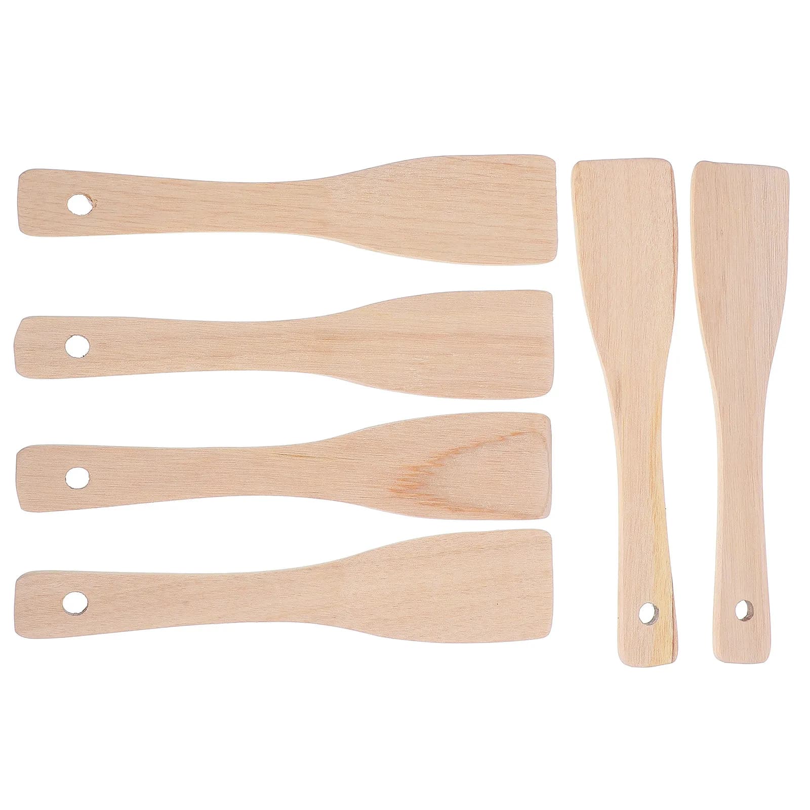 Set di 6 Spatole in Legno, Eleganti Spatole da Cucina in Legno Naturale per Pizza, Grigliate, Cottura, Formaggio, Burro, Crema, Raschiatura, Uso Esterno
