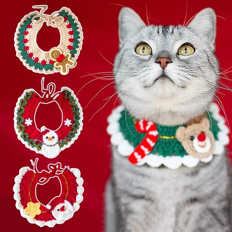 Abbigliamento per cani Collare per gatti Abbigliamento per gatti Collare per sciarpa per animali domestici di Natale Simpatico dolce arredamento per animali Fiocco Costume per gatti Accessori per gatti
