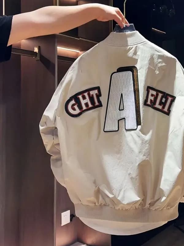 Men's Oversized Baseball Jacket Embroidered Stand Collar Zipper Pocket Long Sleeve Polyester Fiber Casual Fashion Jacket