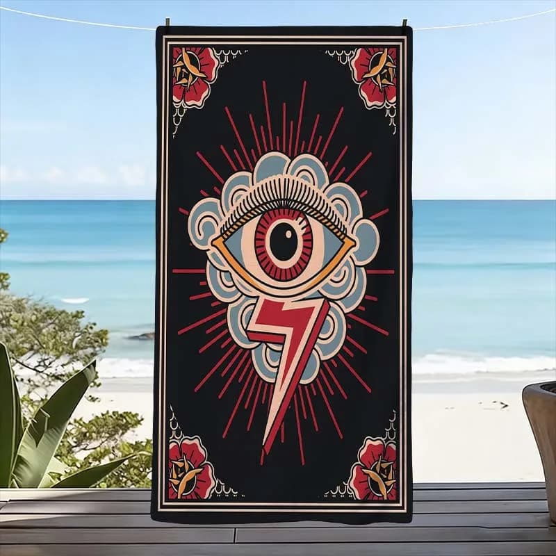 Boho Eye Lightning Beach Towel Large 80x160cm Pool Mat Summer Resort Trendy Bohemian Spiritual Throw