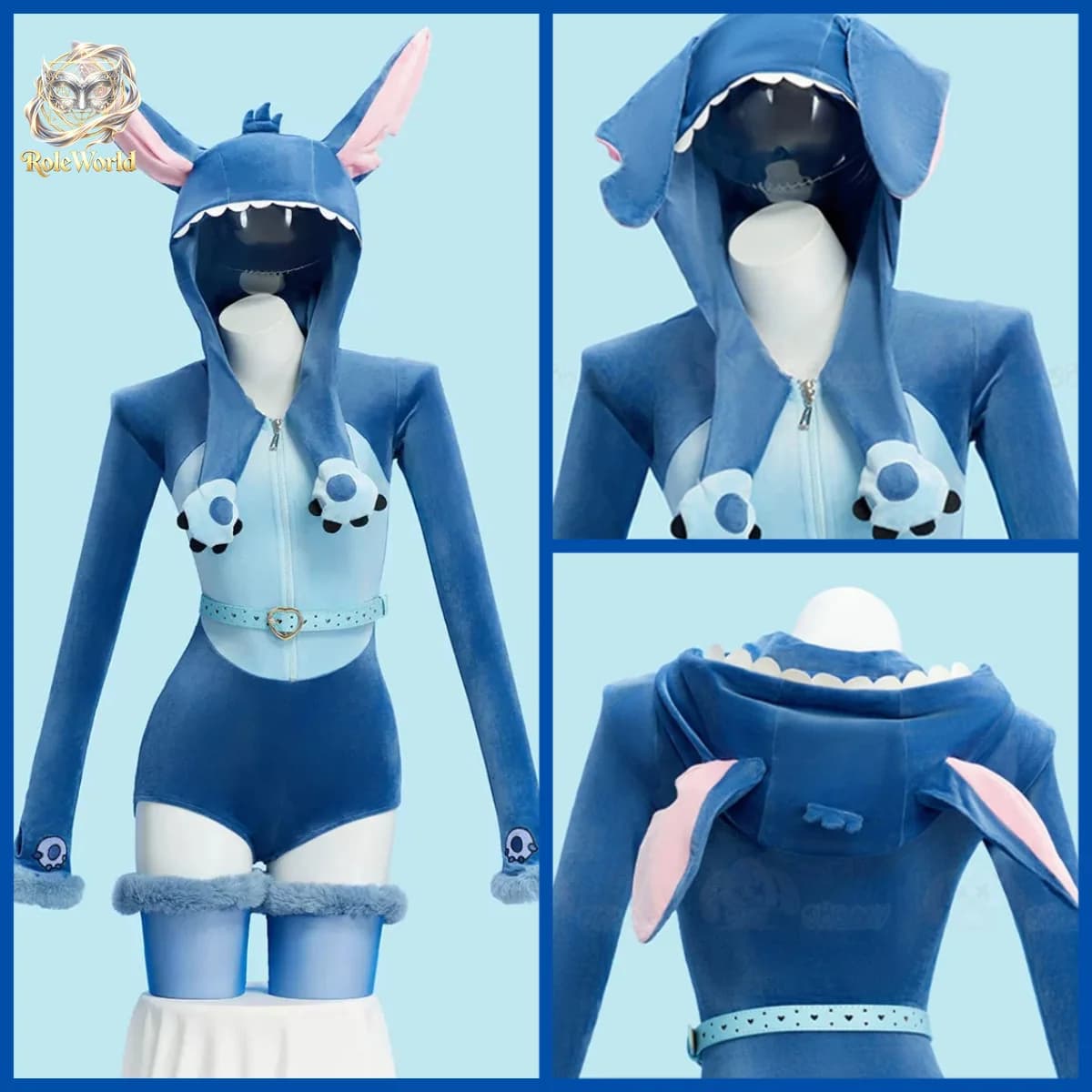 Cute Blue Fanart Cos Plush Onesie Pajamas Anime Loungewear Cosplay Costume For Halloween Party Daily Wear