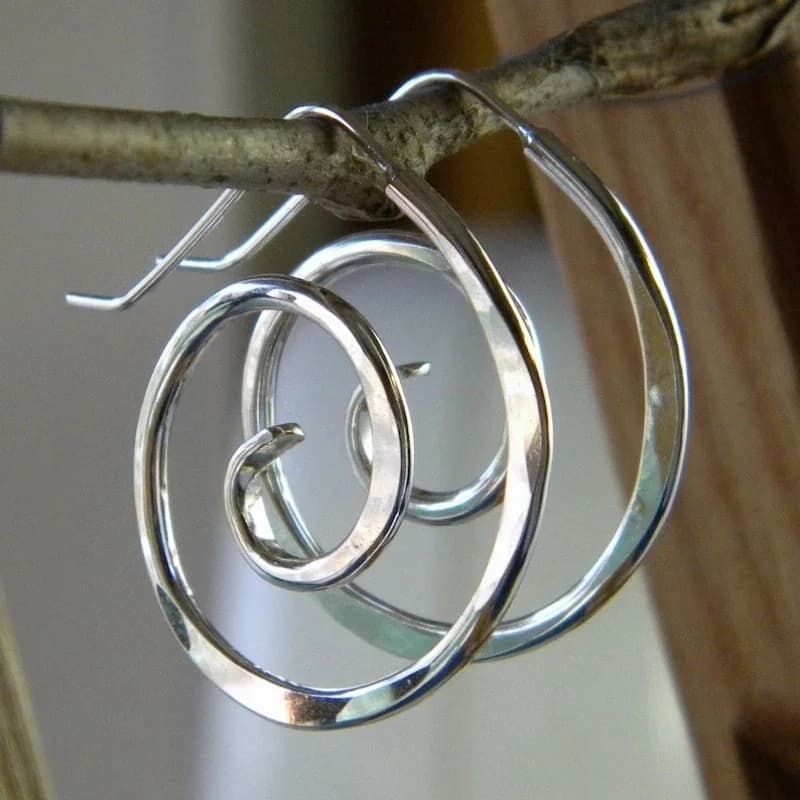 Punk Style Round Spiral Shape Dangle Earrings Women's Silver Color Metal Earrings Wedding Party Personality Jewelry Gifts
