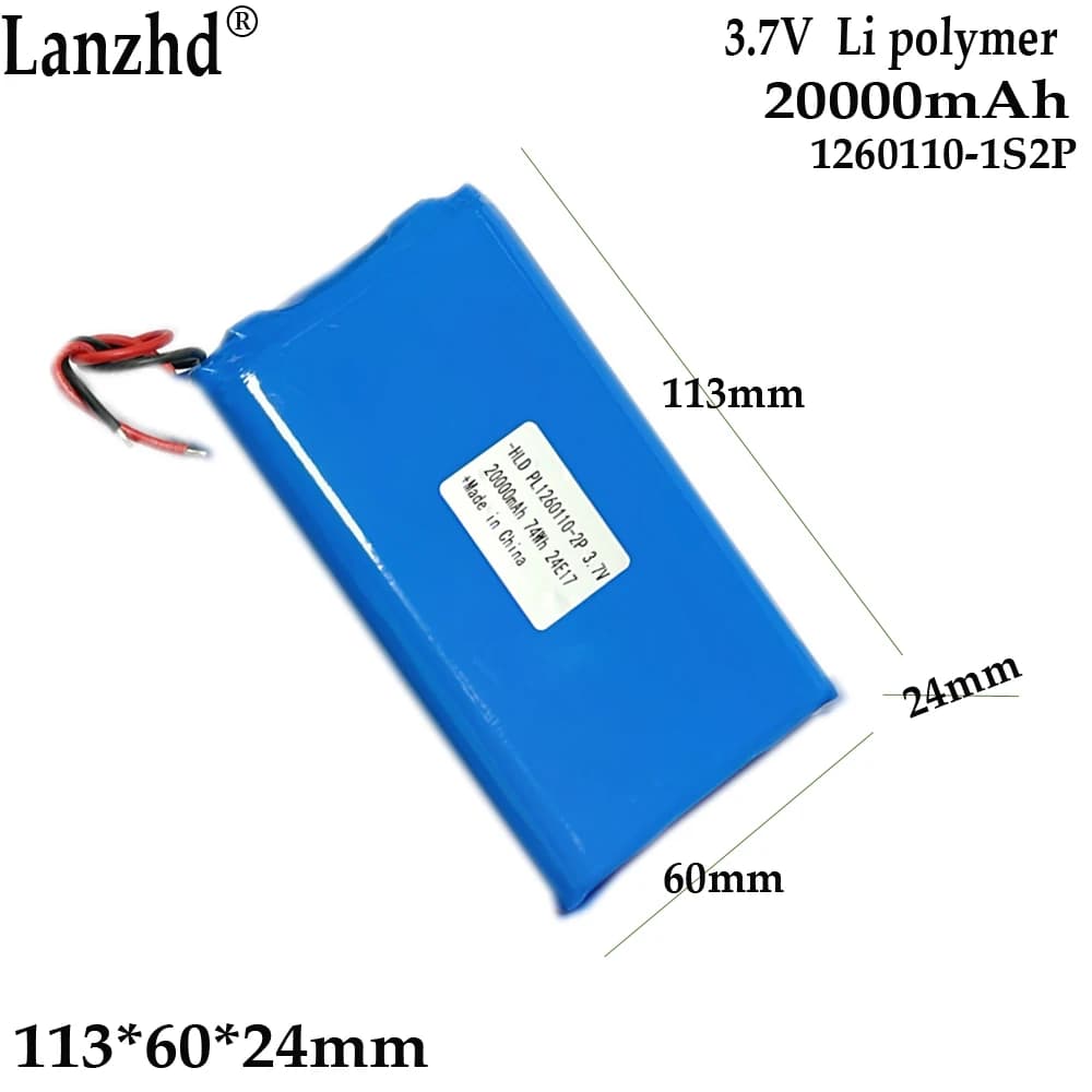 1-10 Batteria 1S2P ai polimeri di litio da 3,7 V per batteria del localizzatore GPS 20000 mAh 1260110 Batteria per serratura visiva con altoparlante a induzione -2P