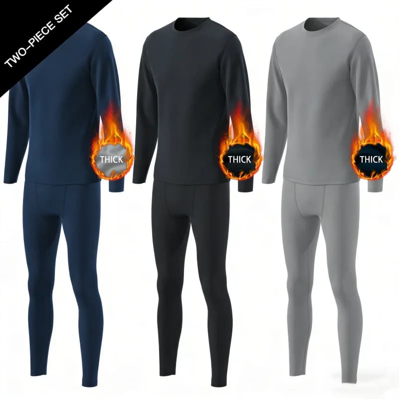 Set di biancheria intima termica invernale Pantaloni a maniche lunghe Tuta da casa Top invernali Pantaloni Strato base foderato in pile Tute da sci Uomo