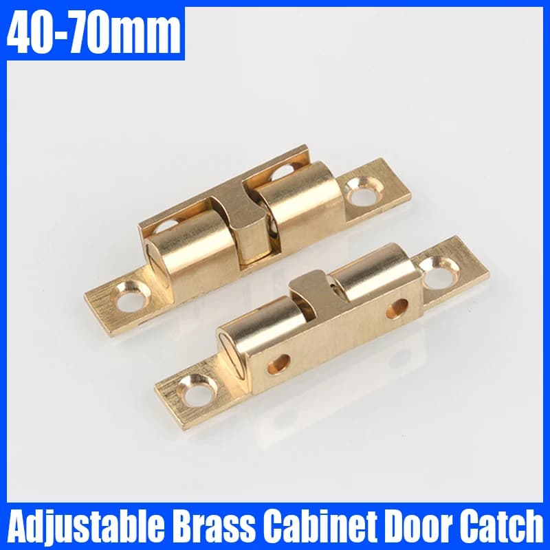 1 PZ 40-70mm Chiusure per porte dell'armadio in ottone Rame regolabile Doppia molla in acciaio con chiusura a sfera Fermaporta per mobili Fermaporta